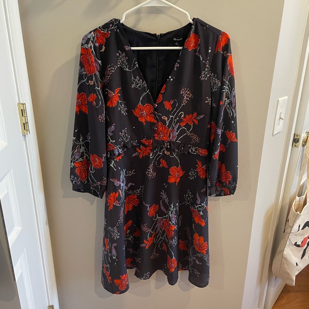 Madewell Silk Ruffle-waist dress